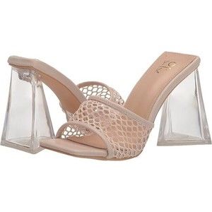 Yoki Women's Open Toe Clear High Heel Pump Size 9  Beige NIB
